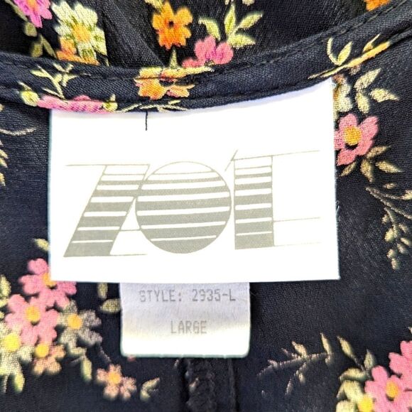 VTG 90s Zoe International Floral Dress Whimsigoth Witchy Feminine Cottagecore L - Picture 2 of 9